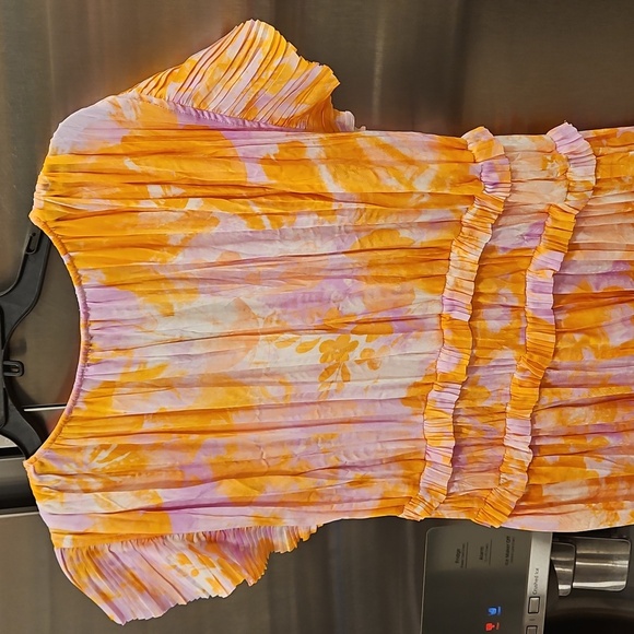 💕CURRENT AIR💕 Ruffle Sleeve V-Neck Elastic Waist Dress Floral Print Large NWT - Picture 14 of 16